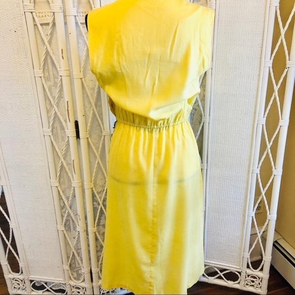 Vintage 70s Dress Yellow with Black Cropped Jacket and Skinny Belt size Medium - Picture 6 of 16